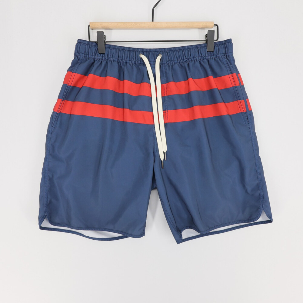 Fair Harbor Anchor Swim Trunks Mens XL Navy Blue Striped Breezeknit Liner